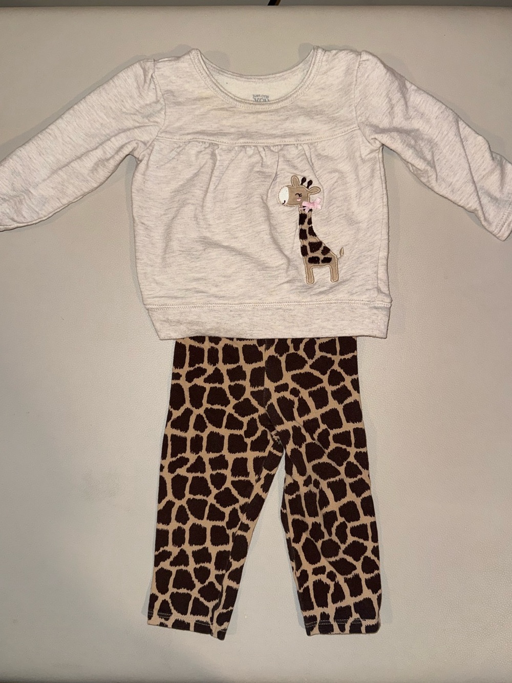 Carter's Cream Top & Brown Giraffe-Print Leggings Matching Set